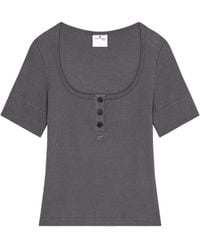 Courreges - Geribbeld T-Shirt Met Knopen - Lyst