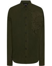 DSquared² - Logo-Patch Floral-Appliqué Cotton Shirt - Lyst