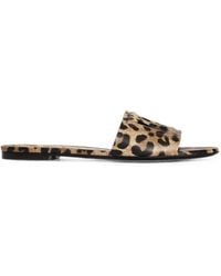 Dolce & Gabbana - Leo-Print Calfskin Flat Slides - Lyst