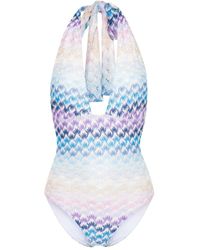 Missoni - Knitted Halterneck Swimsuit - Lyst