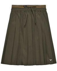 Prada - Pleated Poplin Midi-Skirt - Lyst
