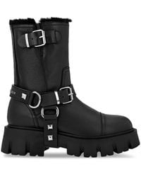 Philipp Plein - Studded Ankle Leather Boots - Lyst