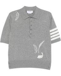Thom Browne - Feather-Intarsia Cotton Polo Shirt - Lyst