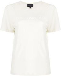 Emporio Armani - Logo-Print Linen-Blend T-Shirt - Lyst
