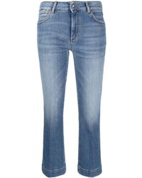 Sportmax - Cropped Washed Denim Jeans - Lyst