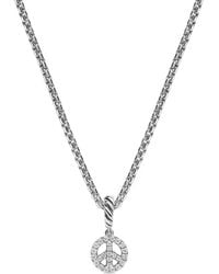 David Yurman - Micro Pavé Peace Sign Diamond Necklace - Lyst