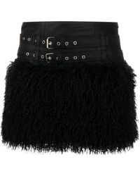 VAQUERA - Faux-fur Panneled Belted Skirt - Lyst