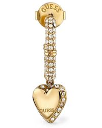 Guess - By Your Side Pavé Heart-Pendant Hoop Earrings - Lyst