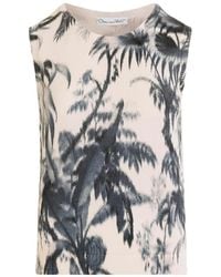 Oscar de la Renta - Chiné Palm Leaves Tank Top - Lyst