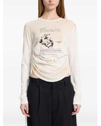 Ann Demeulemeester - Distressed Text-Print T-Shirt - Lyst