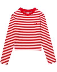 AAPE BY A BATHING AP - Horizontal-Stripe Heart-Patch T-Shirt - Lyst