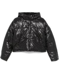 DKNY - Cropped Puffer Jacket With Glossy Texture - Lyst