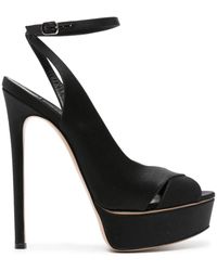 Casadei - Flora Jolly 140Mm Satin Sandals - Lyst