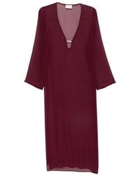 MC2 Saint Barth - Plunging V-Neck Side-Slit Dress - Lyst