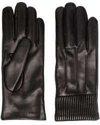 Ferragamo Ribbed-cuff Leather Gloves - Black