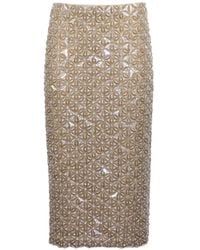 P.A.R.O.S.H. - Sequin Floral Midi Skirt - Lyst