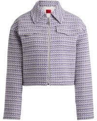 HUGO - Tweed Cropped Jacket - Lyst