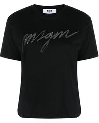 MSGM - T-Shirt mit Logo-Applikation - Lyst