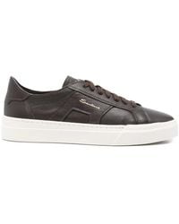 Santoni - Leather Lace-Up Sneakers - Lyst