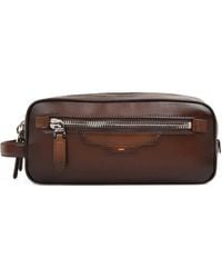 Santoni - Grained Leather Toiletry Bag - Lyst