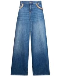 Liu Jo - Flared Jeans With Bejewelled Appliqués - Lyst