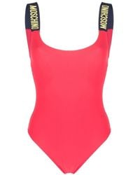 Moschino - Logo-strap Open-back Swimsuit - Lyst