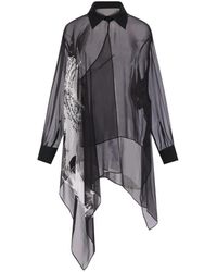 Yohji Yamamoto - Asymmetric Printed Shirt - Lyst