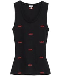 Loewe - Logo-Embroidered Ribbed-Knit Tank Top - Lyst