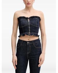 GAUDI - Ruffled-Trim Zip-Up Corset Top - Lyst