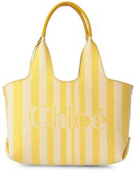 Chloé - Striped Logo-Print Tote Bag - Lyst