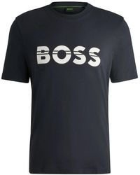 BOSS - Katoenen T-Shirt Met Logopatch - Lyst