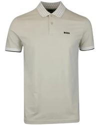 BOSS - Paddy Patterned Collar Polo Shirt - Lyst
