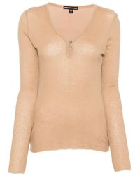 James Perse - Ribbed Henley Top - Lyst