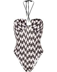 Elisabetta Franchi - Geometric-Print Swimsuit - Lyst