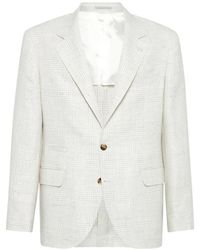 Brunello Cucinelli - Check-Pattern Notched-Lapel Blazer - Lyst