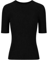 P.A.R.O.S.H. - Ribbed-Knit Short-Sleeve T-Shirt - Lyst