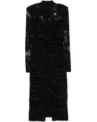 Nissa - Rose-Print Gathered Midi Dress - Lyst