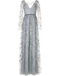 Marchesa notte Avondjurk Met Borduurwerk - Blauw