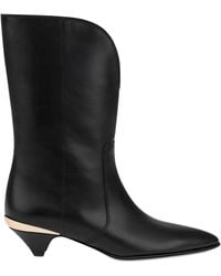 Love Moschino - Calf Leather Pointed-Toe Boots - Lyst