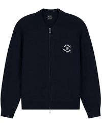 ARMANI EXCHANGE - Logo-Embroidered Zip-Up Sweater - Lyst