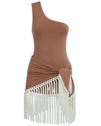 ‎Taller Marmo - Yacare Swimsuit And Fringe-Trim Pareo Set - Lyst