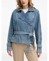 Guess - Belted Denim Jacket - Lyst