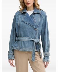 Guess - Belted Denim Jacket - Lyst