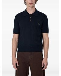Vivienne Westwood - Embroidered-Motif Ribbed-Trim Polo Shirt - Lyst