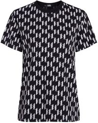 Karl Lagerfeld - Monogram-print Organic-cotton T-shirt - Lyst