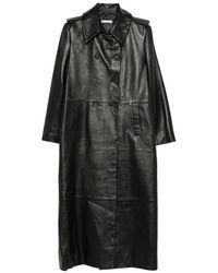 Liviana Conti - Manteau En Cuir À Boutonnière Croisée - Lyst