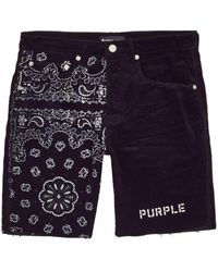 Purple Brand - Bandana-print Panelled Corduroy Shorts - Lyst