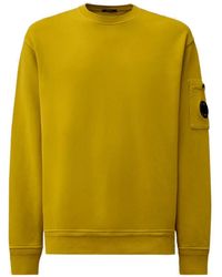 C.P. Company - Cotton Diagonal Fleece Resist Dyed Crewneck Lens Sweatshirt - Lyst