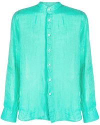 120% Lino - Mandarin-Collar Long-Sleeve Linen Shirt - Lyst