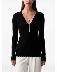 Silvian Heach - Ribbed V-Neck Blouse - Lyst